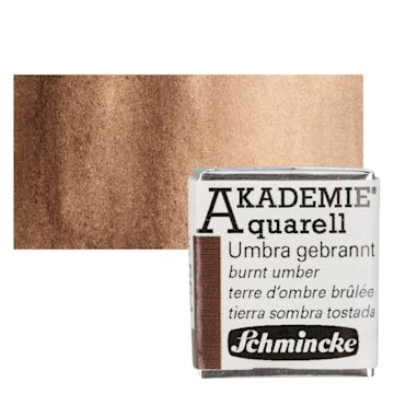 Open in modal - Schmincke Akademie Aquarell Watercolor Pan - Burnt Umber, Half Pan and swatch
