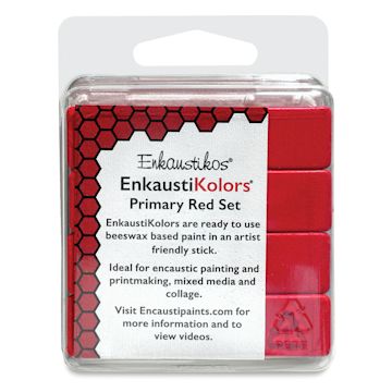 Open in modal - Enkaustikos EnkaustiKolors Paint Set - Front of package of Primary Red 4 pc package