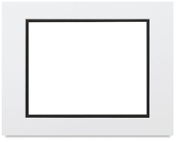 Open in modal - Crescent Select Conservation Solids Pre-Cut Double Mats - Front view of White/Black Mat
