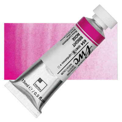 PWC Extra Fine Professional Watercolor - Bright Rose, 15 ml, Tube with Swatch