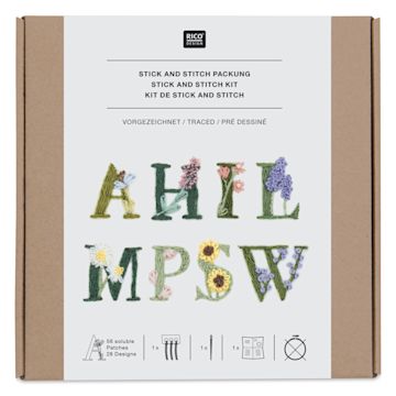 Open in modal - Rico Design Stick and Stitch Embroidery Kit - Colorful Floral Alphabet - front of packaging