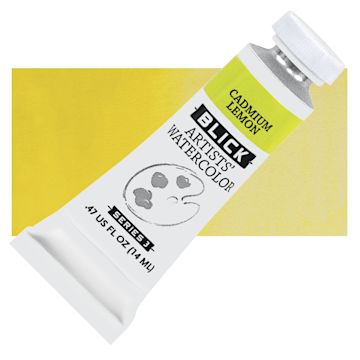 Open in modal - Blick Artists' Watercolor - Cadmium Lemon, 14 ml tube and swatch