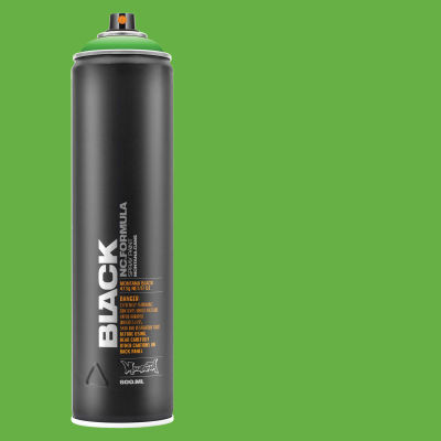 Montana Black Spray Paint - Power Green, 600 ml can with swatch
