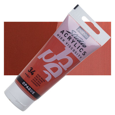 Pebeo High Viscosity Acrylics - Red Ochre, 100 ml, Swatch with Tube