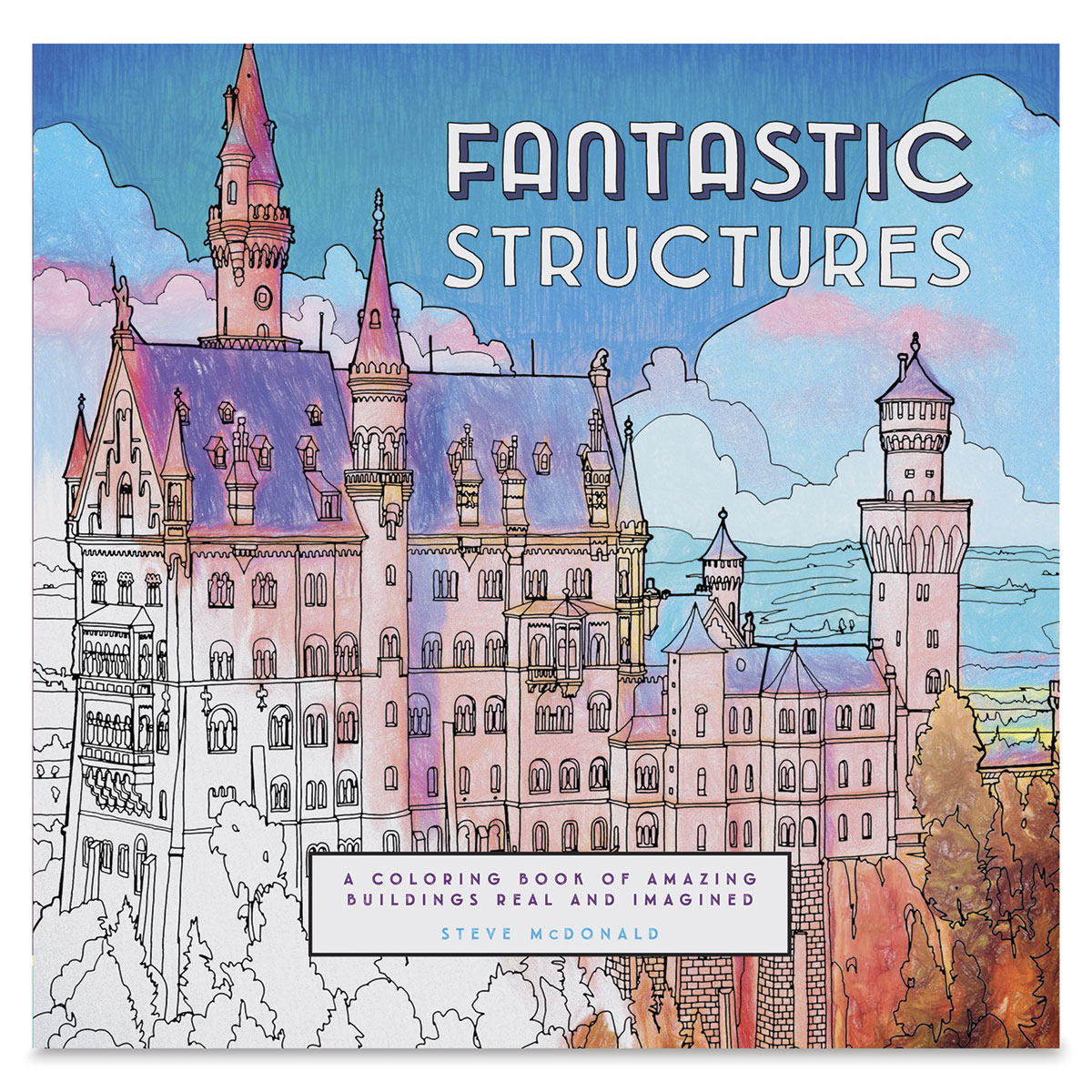 fntasy buildings adult coloring book
