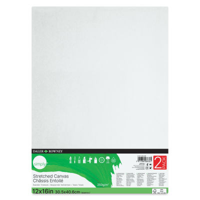 Daler-Rowney Simply Stretched Cotton Canvases - Pkg of 2, 12" x 16" (front)