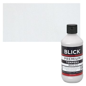 Open in modal - Blick Premium Grade Tempera - White, 8 oz bottle and swatch