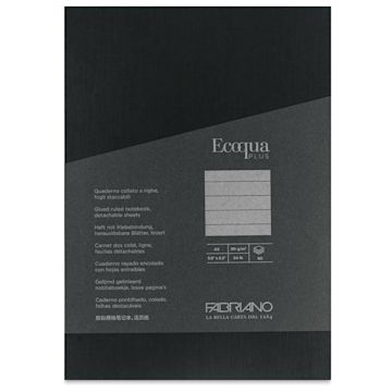 Open in modal - Fabriano Ecoqua Plus Glue-Bound Notebook - Black, 5-4/5" x 8-1/4", Lined, front cover