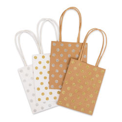 American Crafts Fancy That Kraft Bags - Natural/White, Mini, Package of 4, 5"H x 3-7/8"W x 2"D (Bags flat)