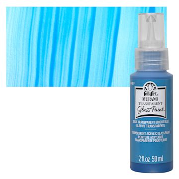 Open in modal - FolkArt Murano Glass Paint - Bright Blue, 2 oz bottle and swatch