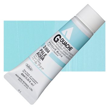 Open in modal - Holbein Acrylic Gouache - Pale Aqua, 40 ml tube and swatch