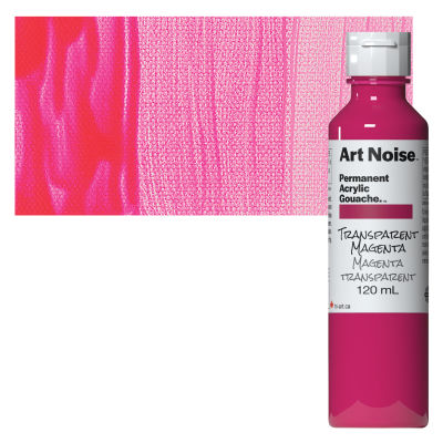 Tri-Art Art Noise Permanent Acrylic Gouache - Transparent Magenta, 120 ml, Bottle with swatch