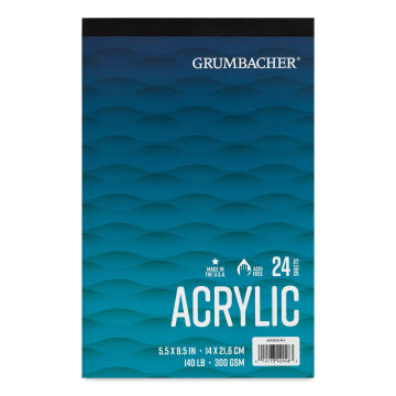 Grumbacher Acrylic Tapebound Pad - 5-1/2" x 8-1/4", 24 Sheets, 140 lb front of pad
