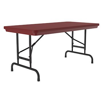Open in modal - Correll Plastic Resin Folding Table - 24" x 48", Red, Adjustable Height