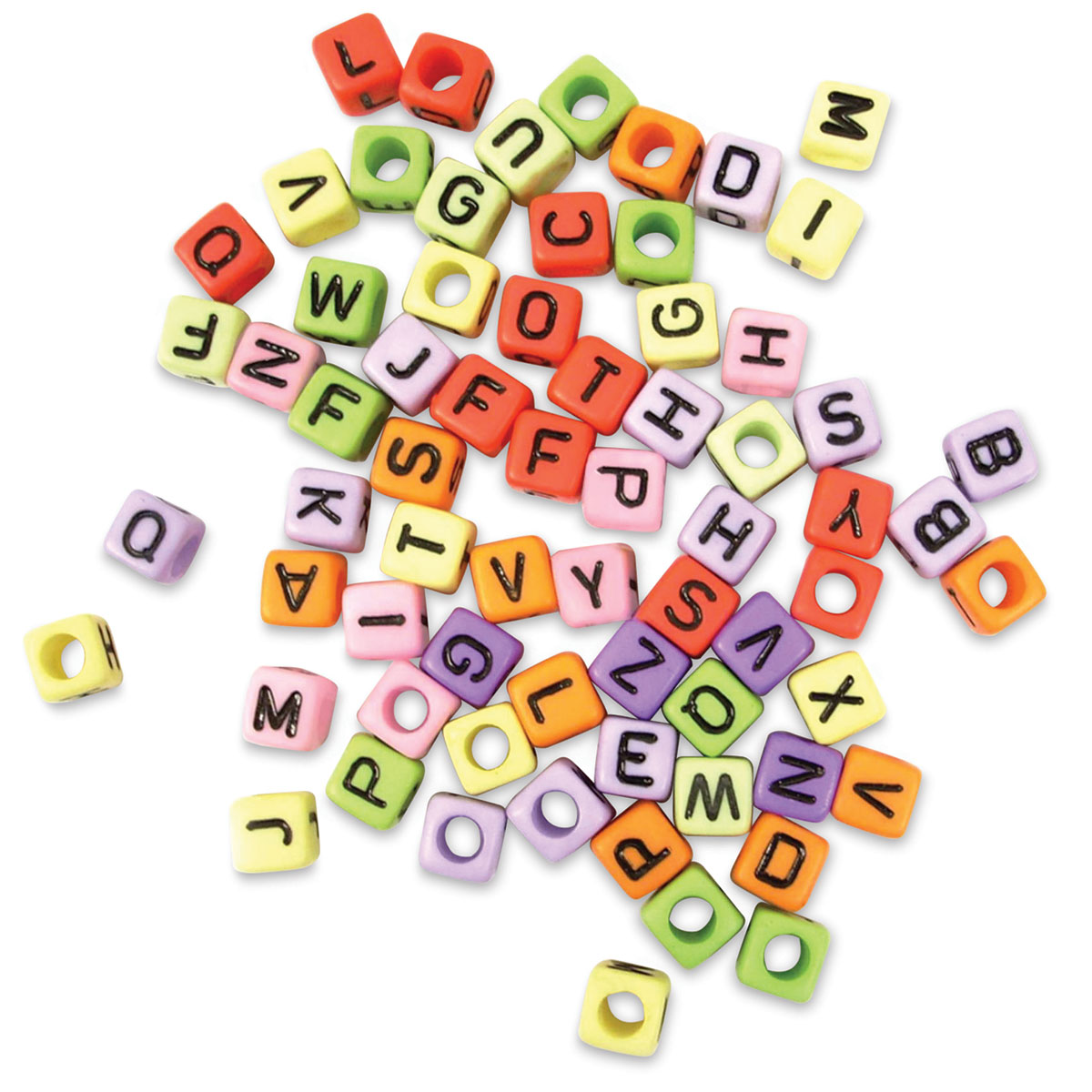 Craft Medley Alphabet Beads - White with Black Letters, Package of