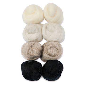 Open in modal - Wistyria Editions 100% Wool Roving - Grayscale, Pkg of 8