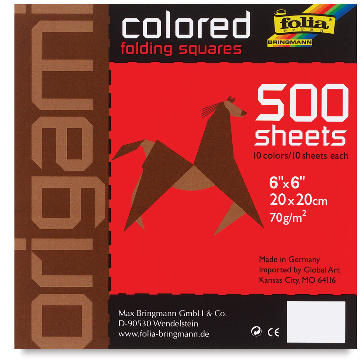 Folia Semi-Transparent Origami Paper, 6 x 6 Inches, Assorted Colors, 500  Sheets