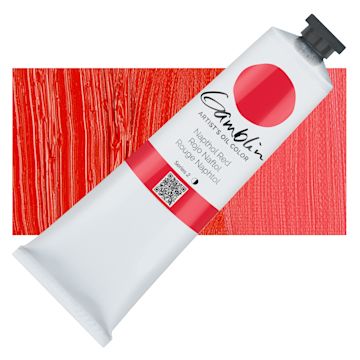 Open in modal - Gamblin Artist's Oil Color - Naphthol Red, 150 ml tube and swatch