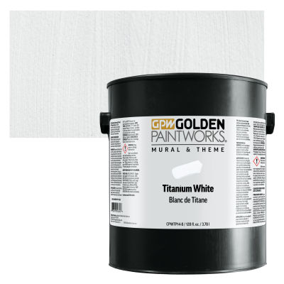 Golden Paintworks Mural and Theme Acrylic Paint - Titanium White, Swatch and Bucket