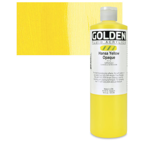 Golden : Fluid : Acrylic Paint : 473ml (16oz) : Hansa Yellow Opaque