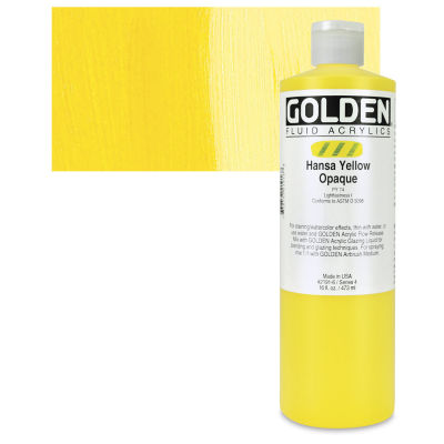 Golden Fluid Acrylics - Hansa Yellow Opaque, 16 oz bottle 