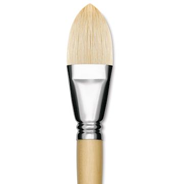Open in modal - Escoda Clasico Chungking White Bristle Brush - Short Filbert, Long Handle, Size 30 close up
