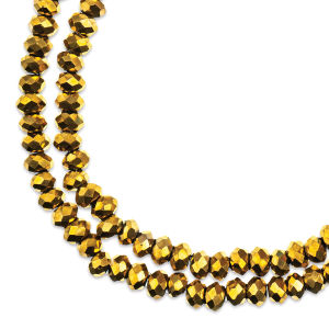 John Bead Crystal Lane Rondelle Bead Strands - Gold, Opaque, Iris, 7" (Close-up of beads)