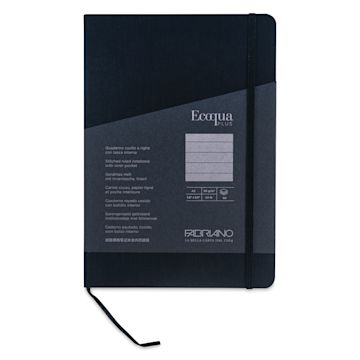 Open in modal - Fabriano EcoQua Plus Stitch-Bound Notebook - Black, 5-4/5" x 8-1/4", Lined, front cover