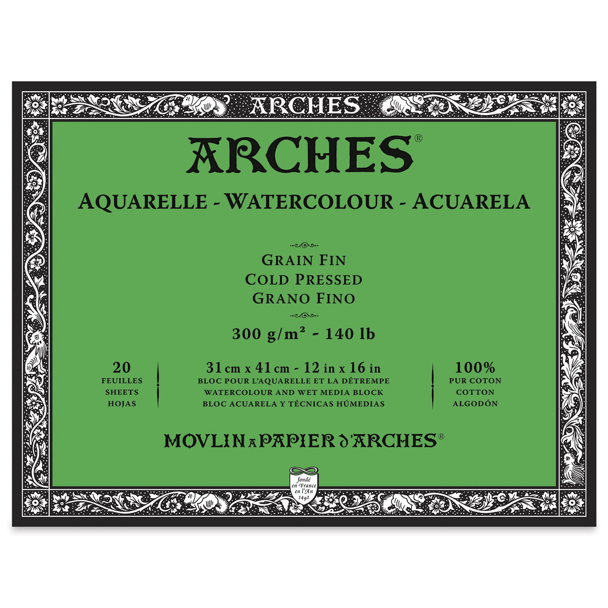 Arches Watercolor Cold Pressed Paper Pad 10X14-12 Sheets
