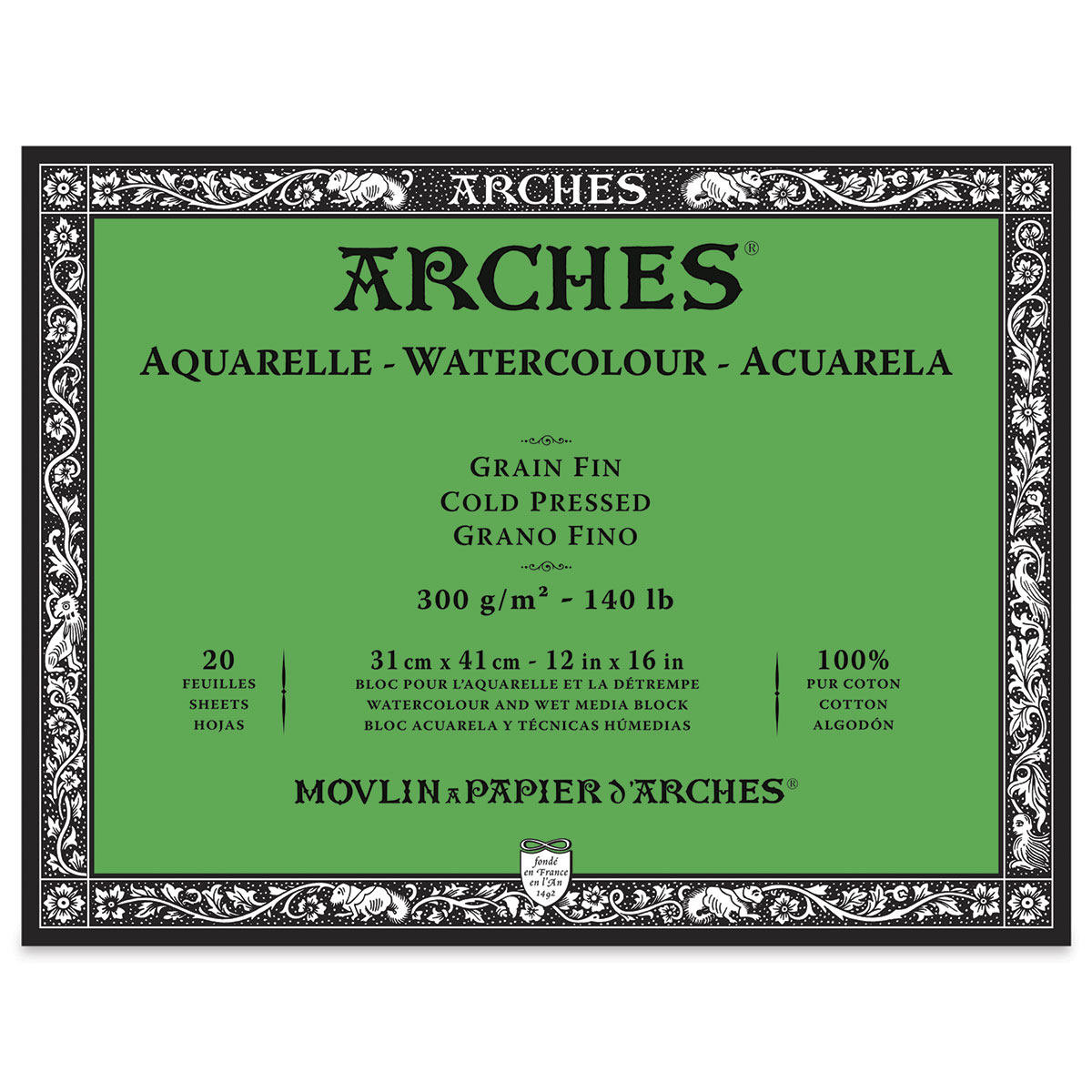 arches Arches Watercolor Block 140 Pound Hot Press Paper - 9 x 12 Sheets