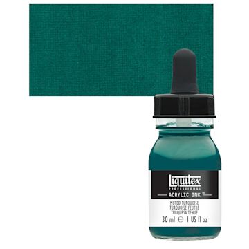 Open in modal - Liquitex Professional Acrylic Ink - Muted Turquoise bottle and swatch