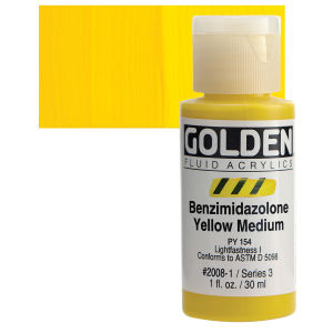 Golden Fluid Acrylics - Benzimidazolone Yellow Medium, 1 oz