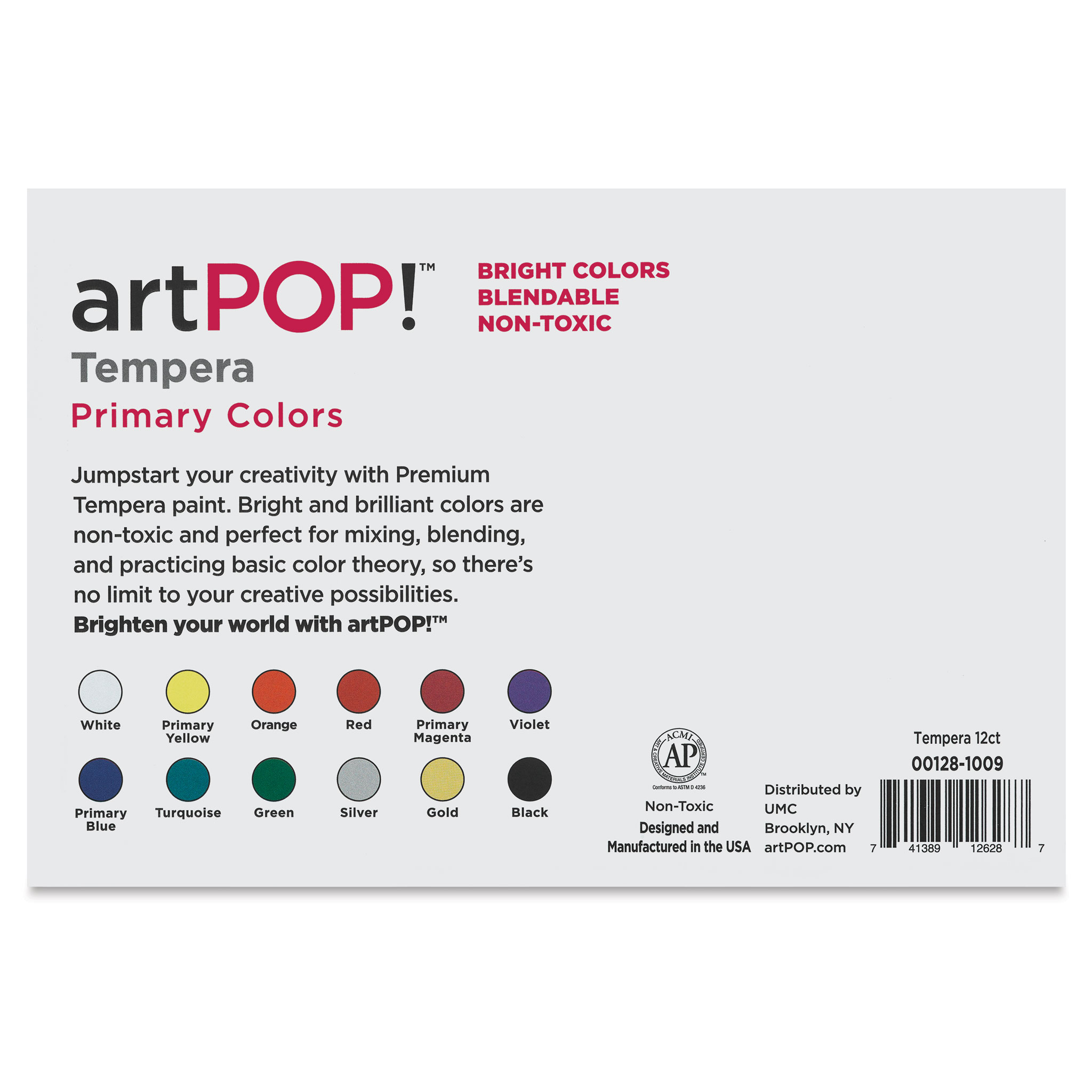 Tempera Paint Set, Set of 12