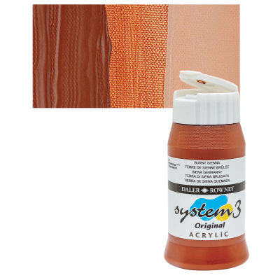 Daler-Rowney System 3 Acrylics - Burnt Sienna, 500 ml bottle
