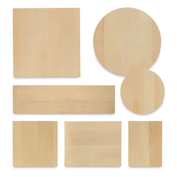 Walnut Hollow Basswood Panels - Top view of different shapes of panels

