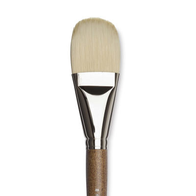 Winsor & Newton Artists' Oil Synthetic Hog Brush - Filbert, Size 20, Long Handle (close-up)