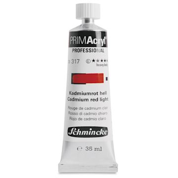 Open in modal - Schmincke Primacryl Professional Acrylic Paint - Cadmium Red Light, 35 ml Tube