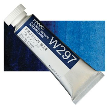 Open in modal - Holbein Artists' Watercolor - Prussian Blue, 15 ml tube and swatch