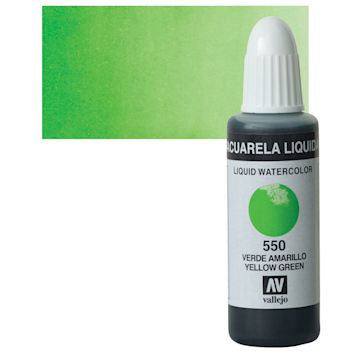 Open in modal - Vallejo Liquid Watercolor - Yellow Green, 32 ml and swatch