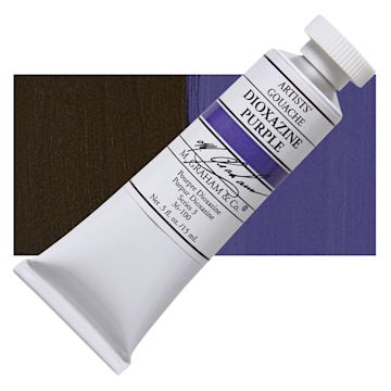 Open in modal - M. Graham Artists' Gouache - Dioxazine Purple, 15 ml tube and swatch