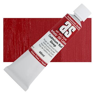 Open in modal - Art Spectrum Artists' Oil Paint - Cadmium Red Deep, 40 ml tube and swatch