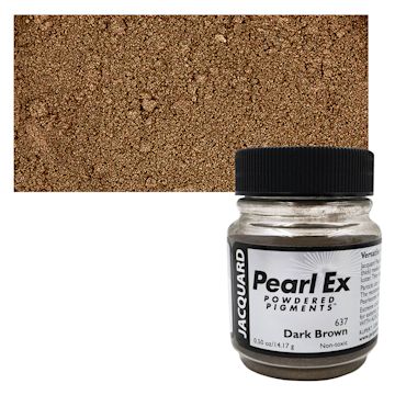 Open in modal - Jacquard Pearl-Ex Pigment - 0.5 oz, Dark Brown jar and swatch