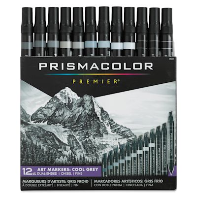 Prismacolor Premier Dual-Ended Art Marker Set - Cool Grays, Set of 12 ...