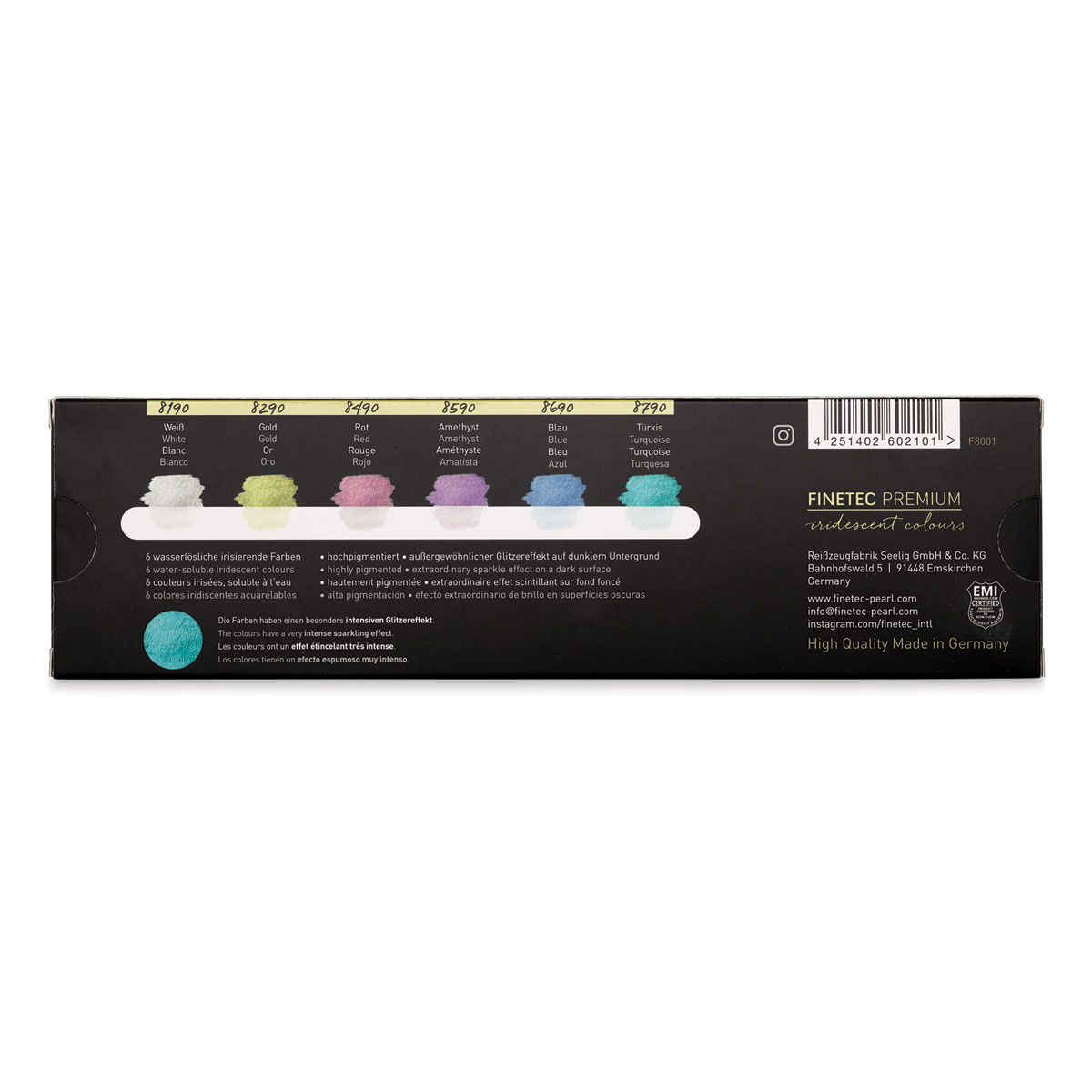 Finetec Premium Artist Iridescent Watercolor Paint 6 Color Set High Sparkle  - The Art Store/Commercial Art Supply
