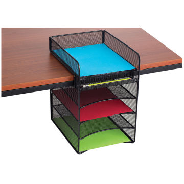 Hanging Desk Organizers - Version with 1 Tray above and 4 Trays below Desk