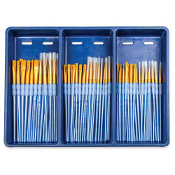 Royal Langnickel Golden Taklon Brushes - Combo Set of 72  Brushes (Shown in Tray)