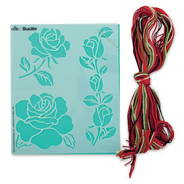 Open in modal - Embroidery Template Kits - Floral Template and Embroidery thread
