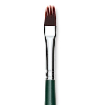 Open in modal - Silver Brush Ruby Satin Synthetic Brush - Filbert Comb, Size 1/4", Short Handle, close-up