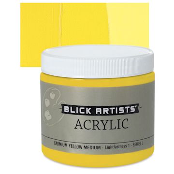 Open in modal - Blick Artists' Acrylic - Cadmium Yellow Medium, 16 oz jar and swatch