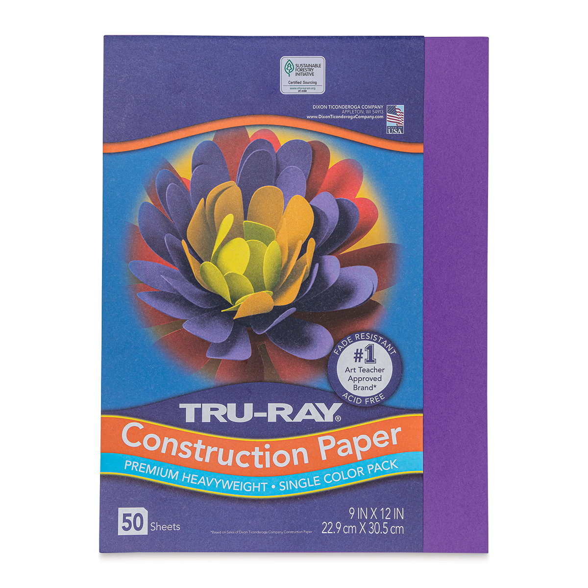 Pacon Tru-Ray Construction Paper, 76 lbs, 9 x 12, Purple - 50 Sheets